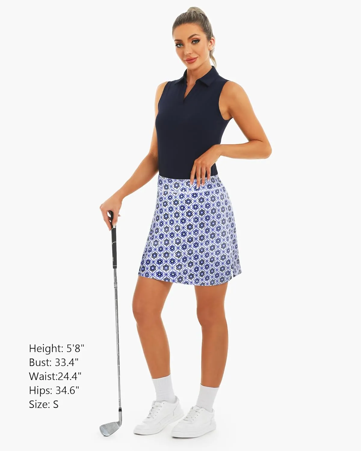 Stelle Women's Athletic Skorts 17" Golf Skirts Inner Shorts Tennis Skort with 2 Pockets Running Sports Pickleball Skirt