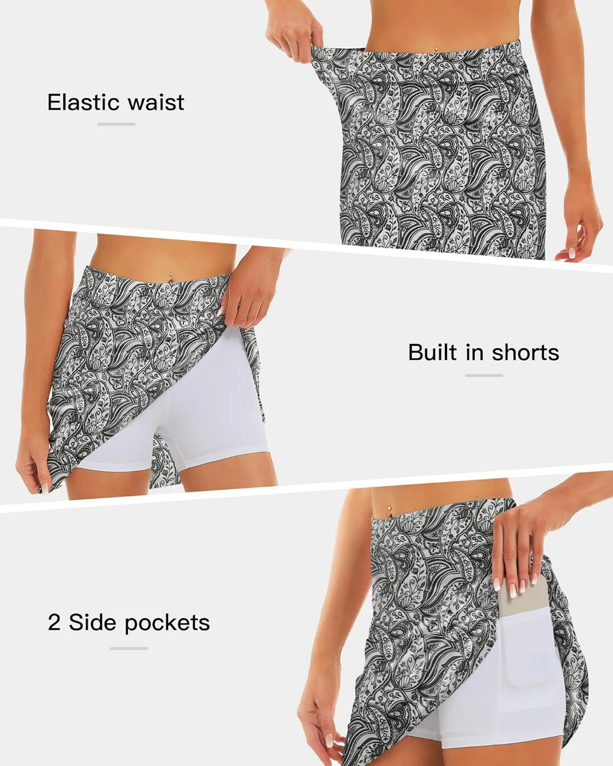 Stelle Women's Athletic Skorts 17" Golf Skirts Inner Shorts Tennis Skort with 2 Pockets Running Sports Pickleball Skirt