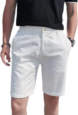 Summer Korean Casual Suit Shorts Men Simple British Style Slim Fit Business Short Black White Khaki
