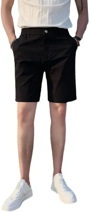 Summer Korean Casual Suit Shorts Men Simple British Style Slim Fit Business Short Black White Khaki