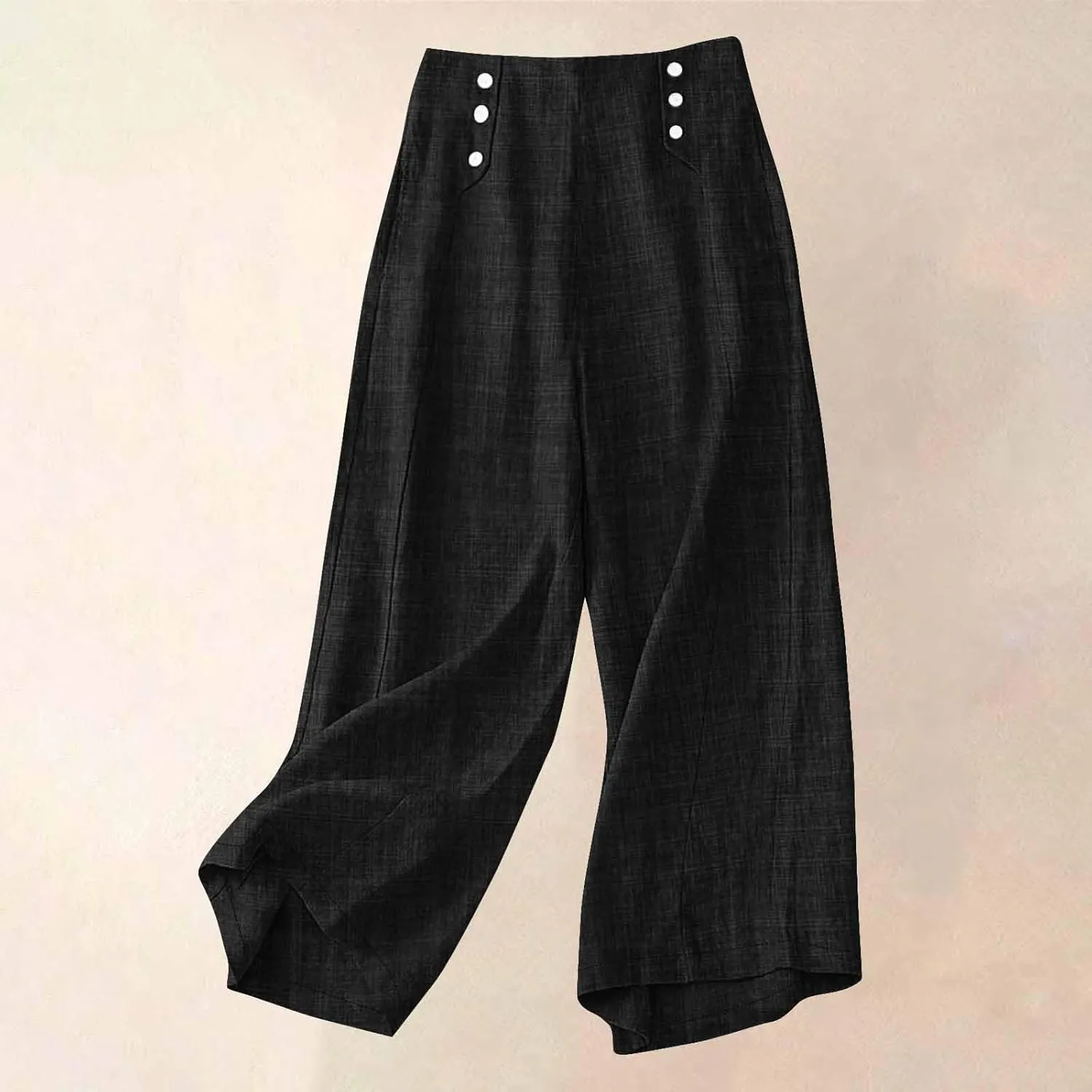 Summer Pants for Women 2025 Dressy High Waisted Linen Pants Women Button Beach Wide Leg Trousers with Pockets