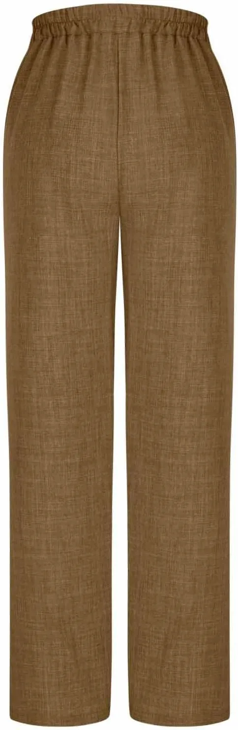 Summer Pants for Women 2025 Dressy High Waisted Linen Pants Women Button Beach Wide Leg Trousers with Pockets