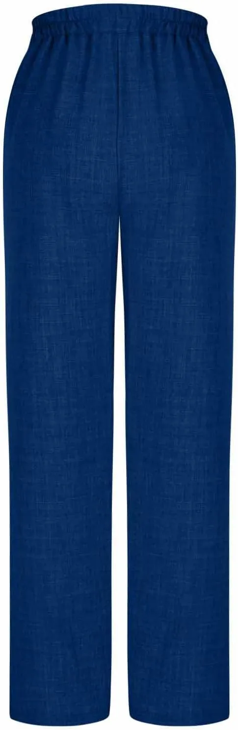Summer Pants for Women 2025 Dressy High Waisted Linen Pants Women Button Beach Wide Leg Trousers with Pockets