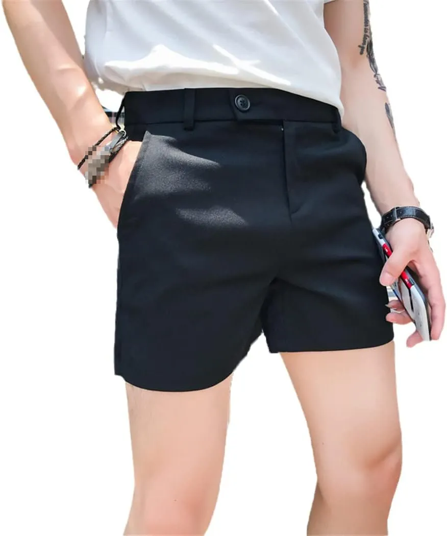 Summer Solid Side Split Shorts Men Simple All Match Slim Fit Casual Streetwear Short Black Gray