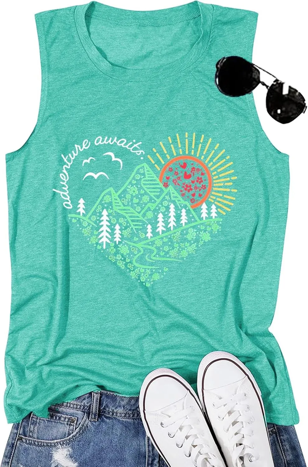 Sunrise Sunset Sunshine T Shirt for Women Outdoor Workout Hawaii Beach Sea Nature Adventure Tee Top