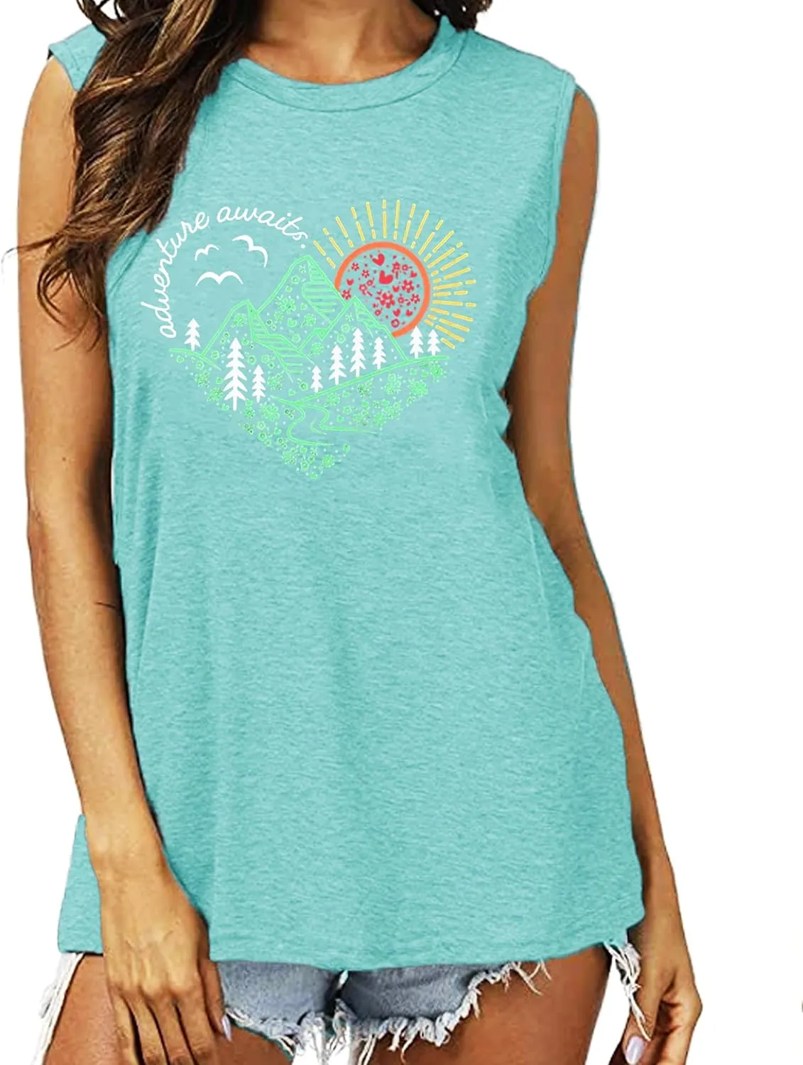 Sunrise Sunset Sunshine T Shirt for Women Outdoor Workout Hawaii Beach Sea Nature Adventure Tee Top