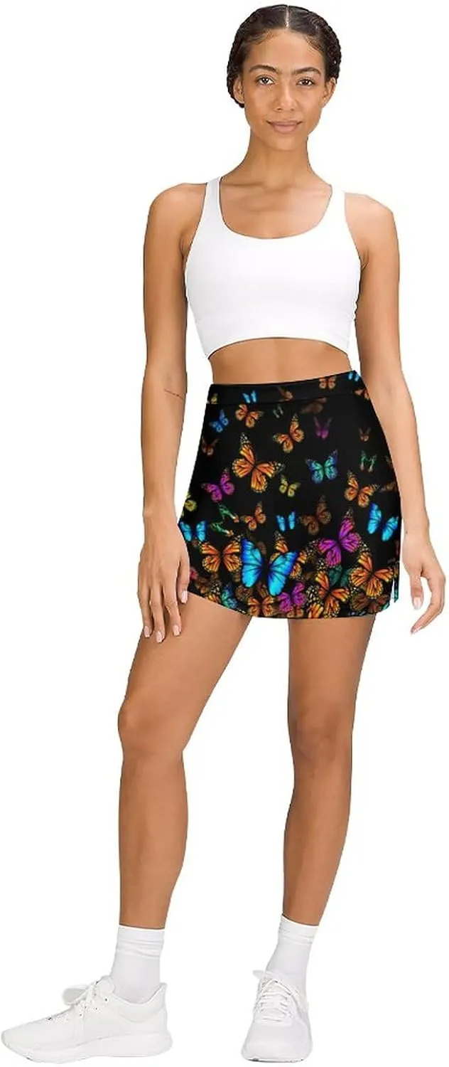 Supdreamc Women Tennis Skirts Inner Shorts Elastic Sports Golf Skorts with Pockets