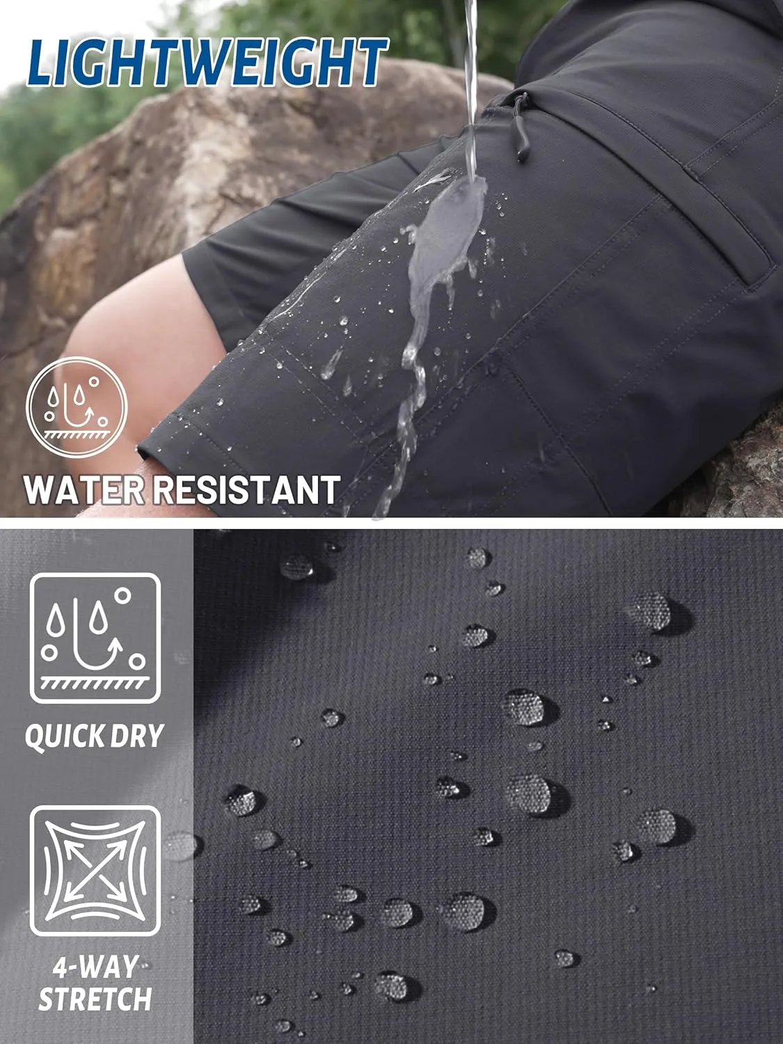 TACVASEN Men's Hiking Cargo Shorts Quick Dry Lightweight for Outdoor Golf Fishing Tactical Casual with Multi Pockets