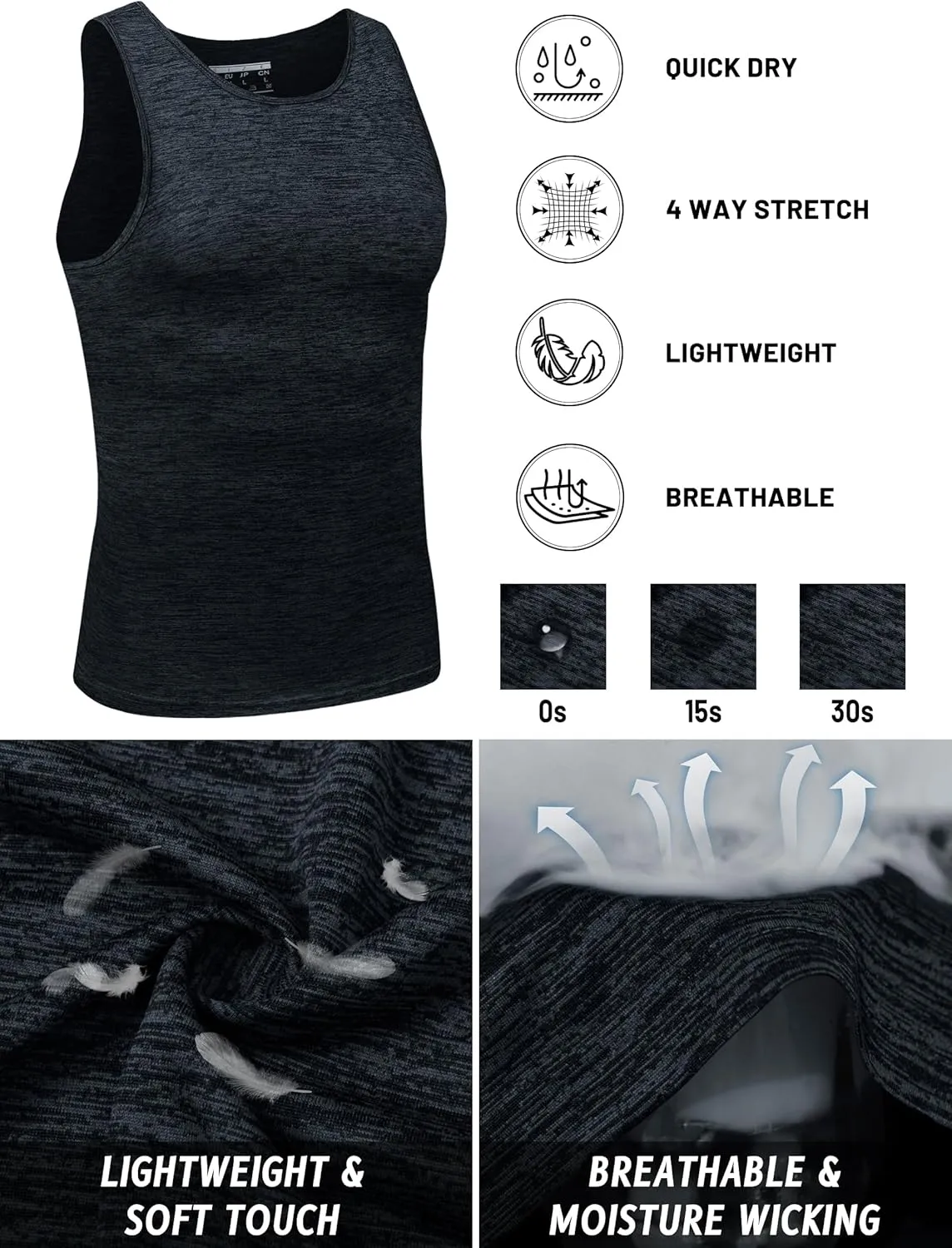 TACVASEN Men's Tank Tops Quick Dry Sleeveless Workout Muscle Shirt Athletic Bodybuilding Gym Performance Tee Shirts