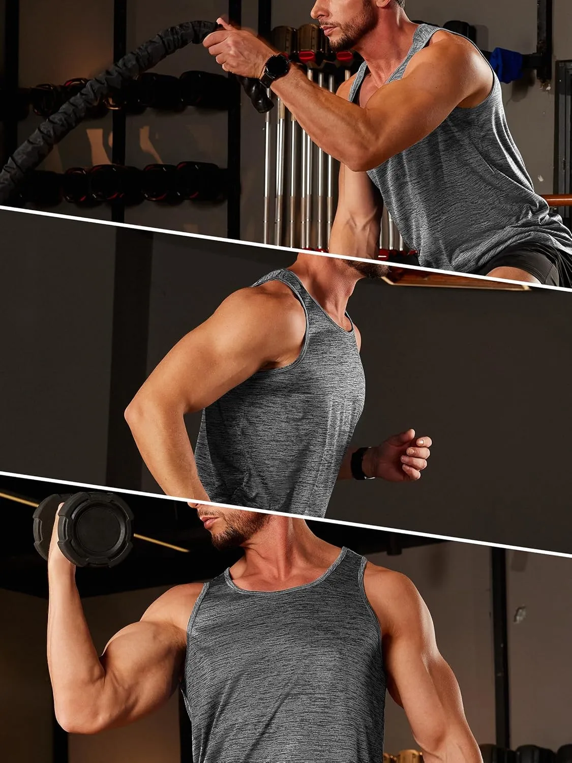 TACVASEN Men's Tank Tops Quick Dry Sleeveless Workout Muscle Shirt Athletic Bodybuilding Gym Performance Tee Shirts
