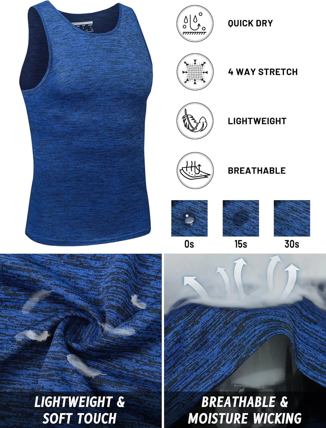 TACVASEN Men's Tank Tops Quick Dry Sleeveless Workout Muscle Shirt Athletic Bodybuilding Gym Performance Tee Shirts