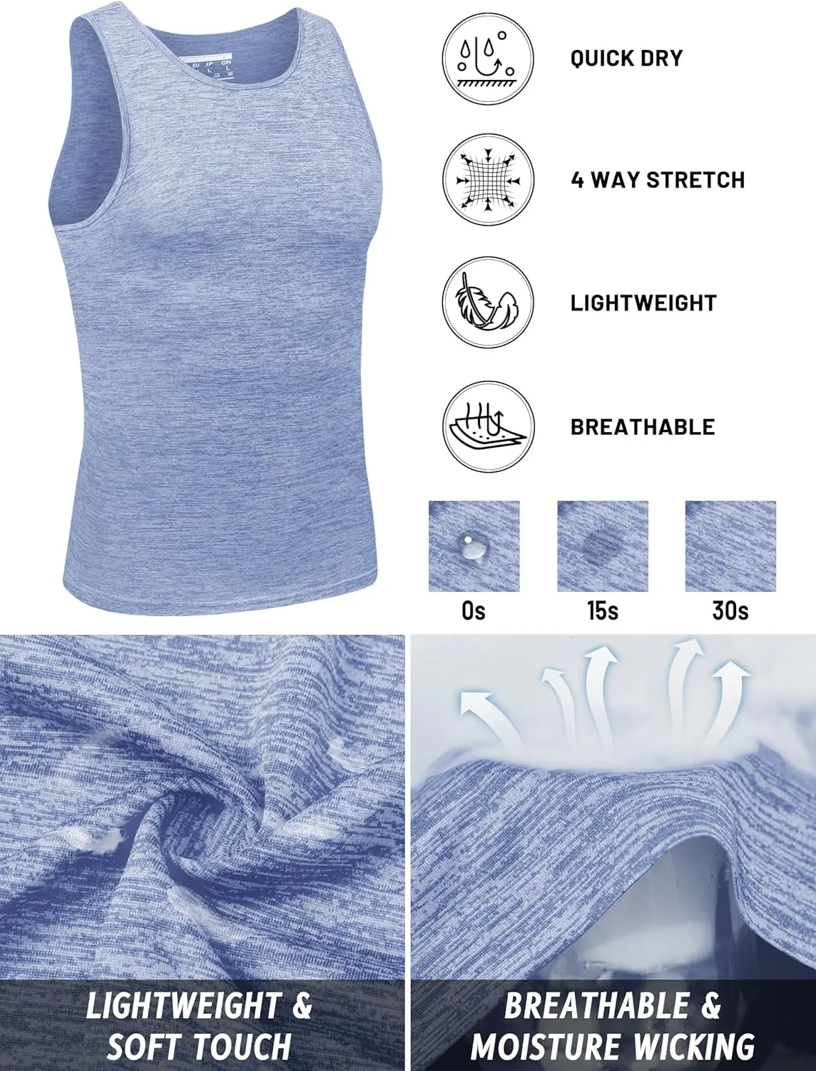 TACVASEN Men's Tank Tops Quick Dry Sleeveless Workout Muscle Shirt Athletic Bodybuilding Gym Performance Tee Shirts
