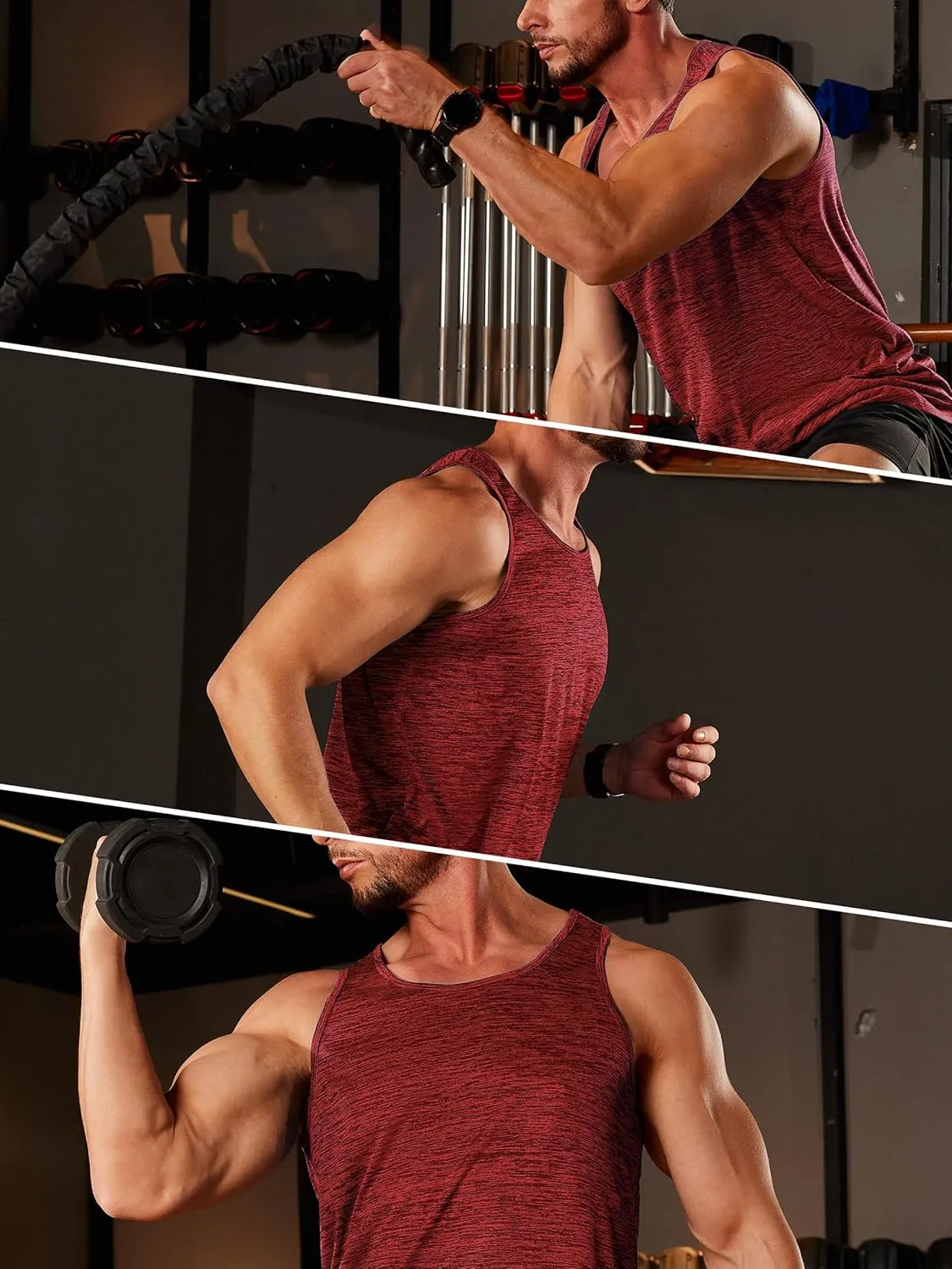 TACVASEN Men's Tank Tops Quick Dry Sleeveless Workout Muscle Shirt Athletic Bodybuilding Gym Performance Tee Shirts