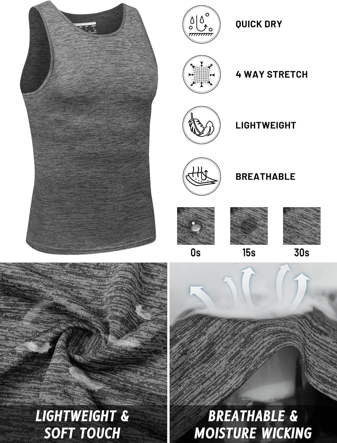 TACVASEN Men's Tank Tops Quick Dry Sleeveless Workout Muscle Shirt Athletic Bodybuilding Gym Performance Tee Shirts