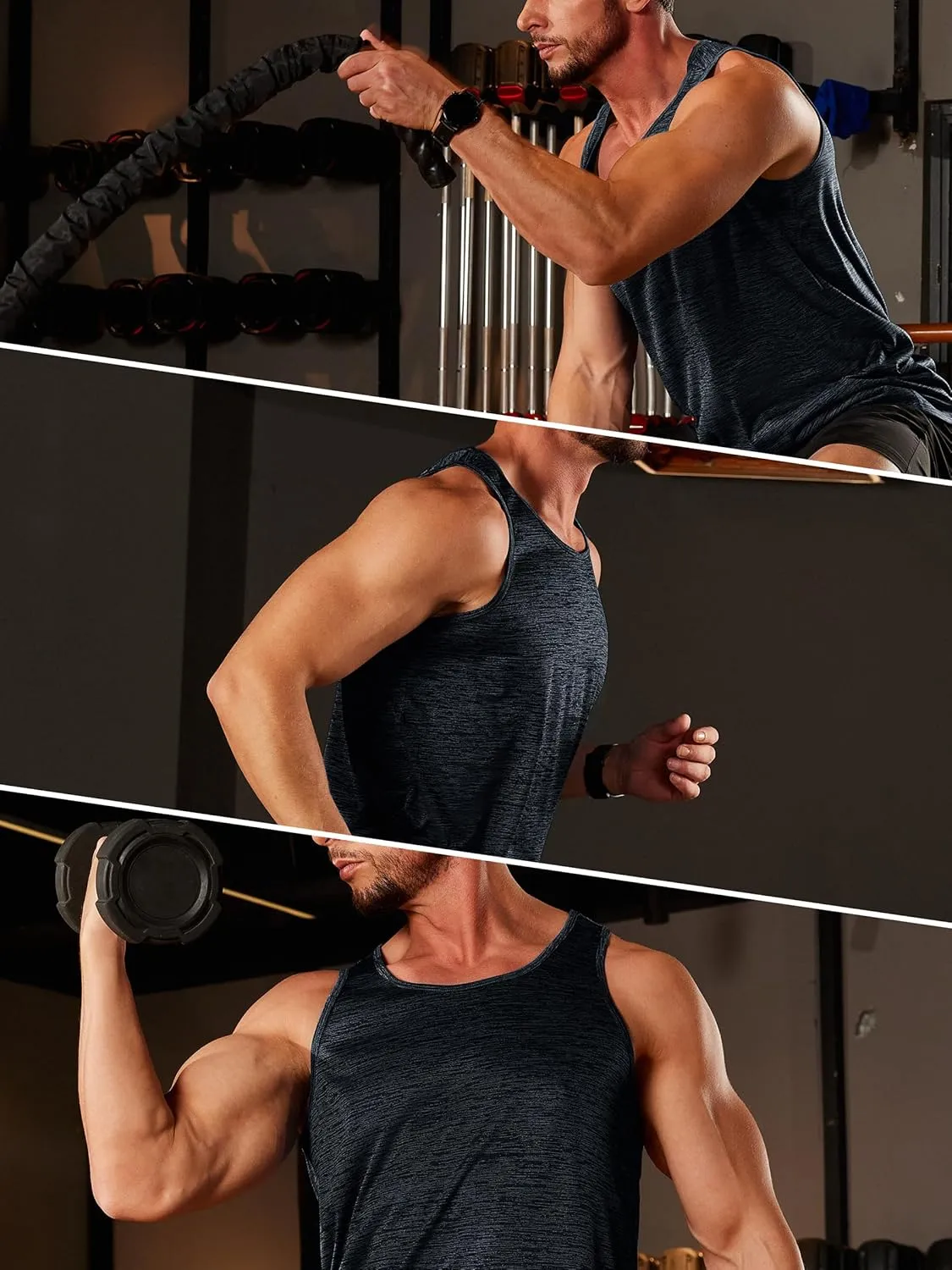 TACVASEN Men's Tank Tops Quick Dry Sleeveless Workout Muscle Shirt Athletic Bodybuilding Gym Performance Tee Shirts