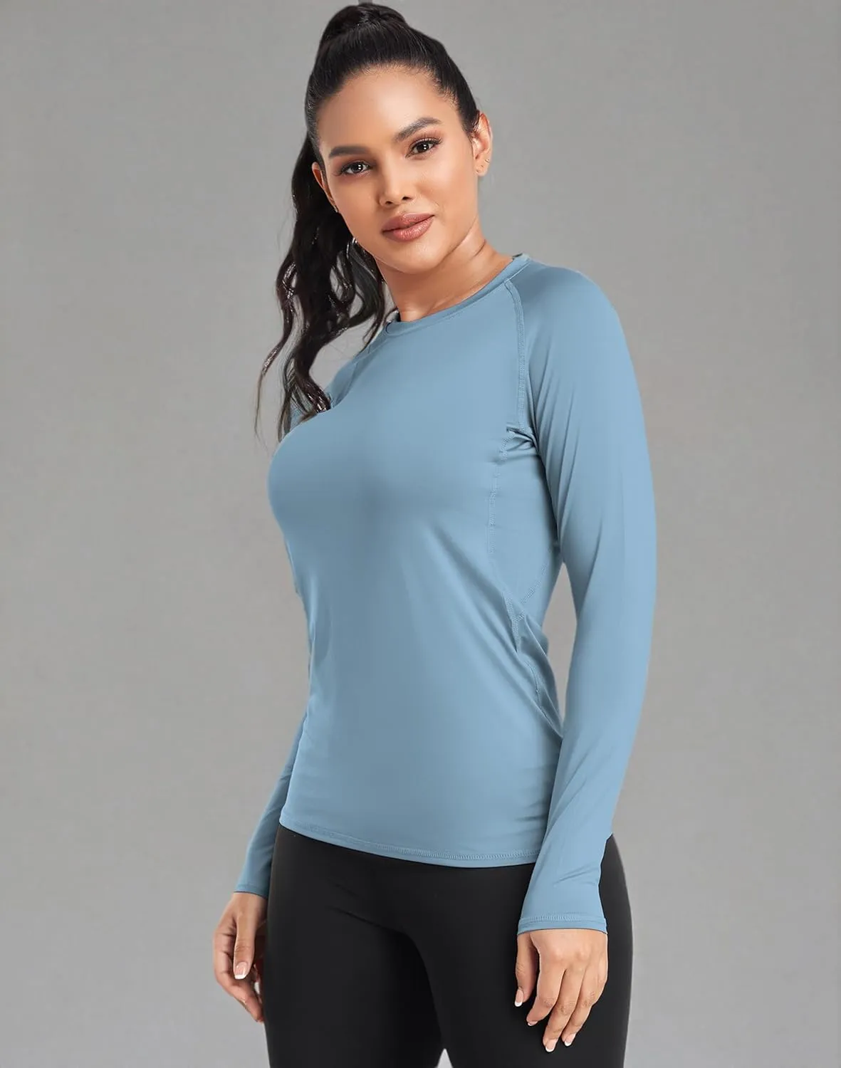 TELALEO 4 Pack Women's Compression Shirt Long Sleeve Performance Workout Baselayer Athletic Top Sports Gear