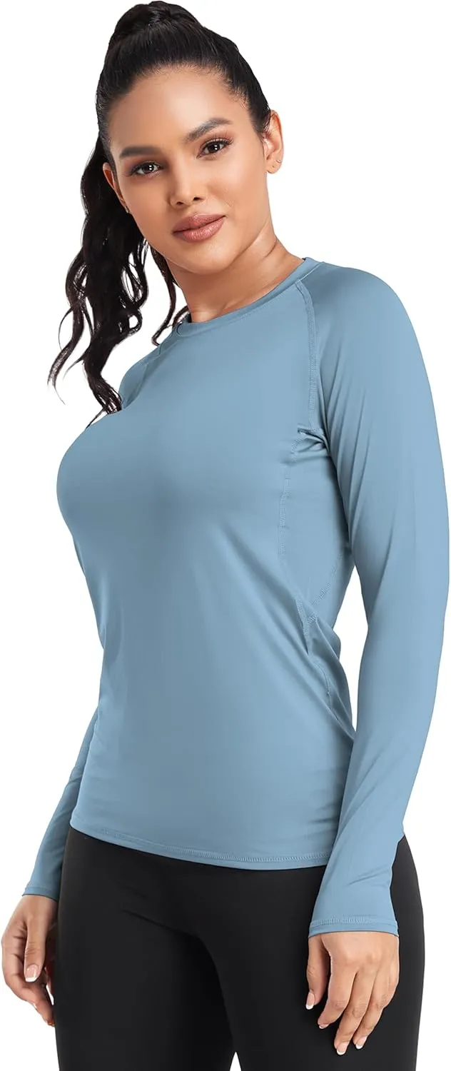 TELALEO 4 Pack Women's Compression Shirt Long Sleeve Performance Workout Baselayer Athletic Top Sports Gear
