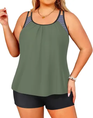Tempt Me Women Plus Size Tankini Swimsuits - Two Piece Tummy Control Bathing Suits with Shorts 2025 Swimwear
