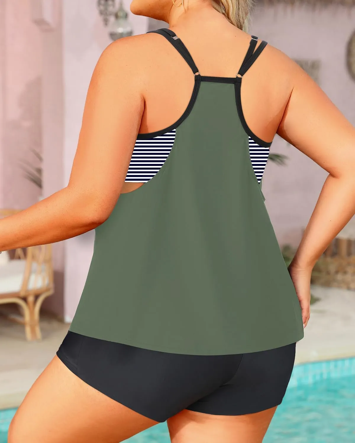 Tempt Me Women Plus Size Tankini Swimsuits - Two Piece Tummy Control Bathing Suits with Shorts 2025 Swimwear