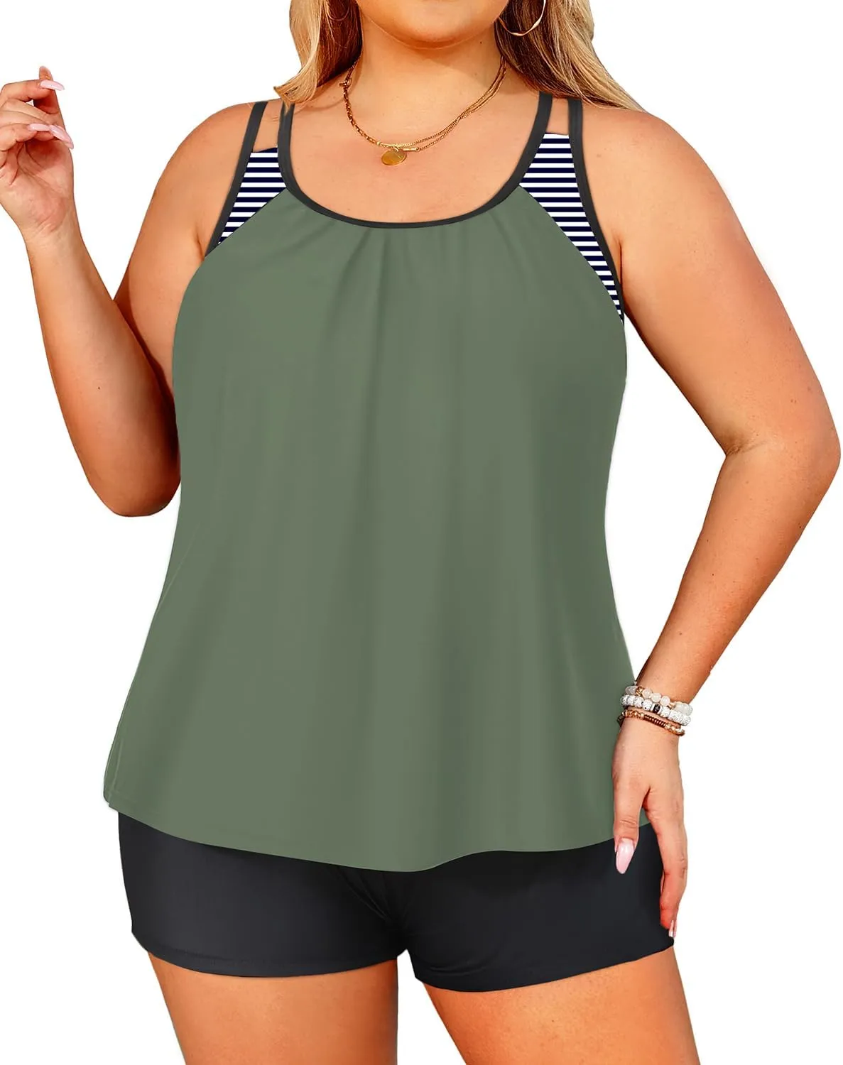 Tempt Me Women Plus Size Tankini Swimsuits - Two Piece Tummy Control Bathing Suits with Shorts 2025 Swimwear