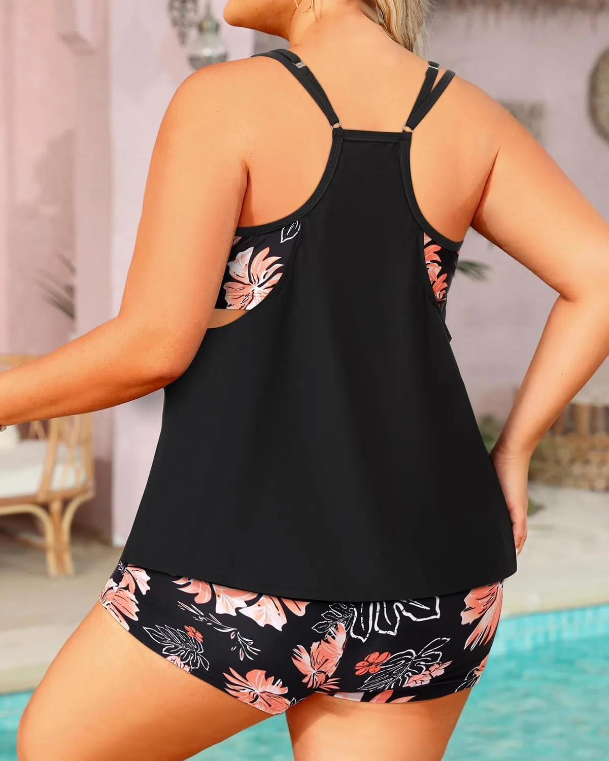 Tempt Me Women Plus Size Tankini Swimsuits - Two Piece Tummy Control Bathing Suits with Shorts 2025 Swimwear