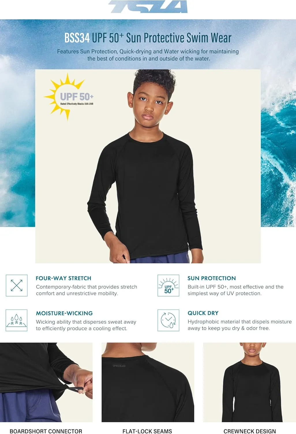 TSLA Kids Youth UPF 50  Long Sleeve T-Shirt, Athletic Sports Dry Fit Sun Shirts, UV Sun Portection Fishing Shirts