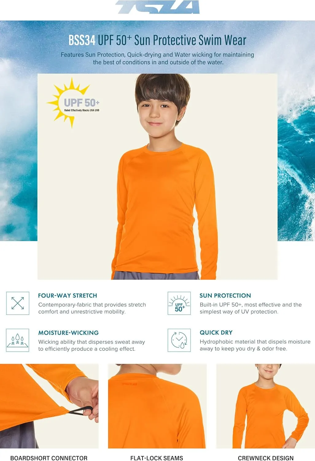TSLA Kids Youth UPF 50  Long Sleeve T-Shirt, Athletic Sports Dry Fit Sun Shirts, UV Sun Portection Fishing Shirts