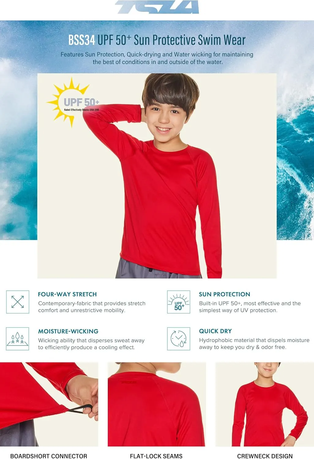 TSLA Kids Youth UPF 50  Long Sleeve T-Shirt, Athletic Sports Dry Fit Sun Shirts, UV Sun Portection Fishing Shirts