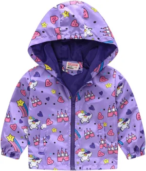 TUIJI Toddler Boys Girls Cartoon Print Zip Jacket Hooded Trench Lightweight Kids Coats Windbreaker Casual Outerwear