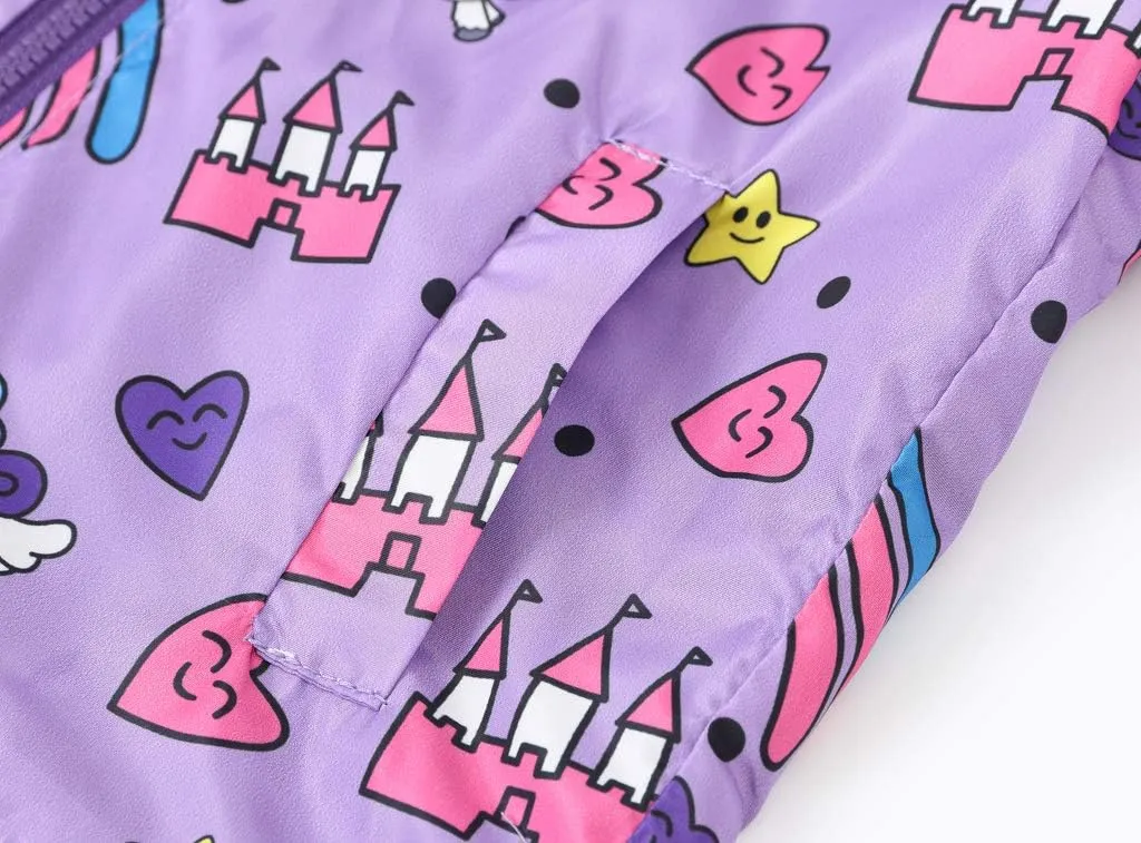 TUIJI Toddler Boys Girls Cartoon Print Zip Jacket Hooded Trench Lightweight Kids Coats Windbreaker Casual Outerwear
