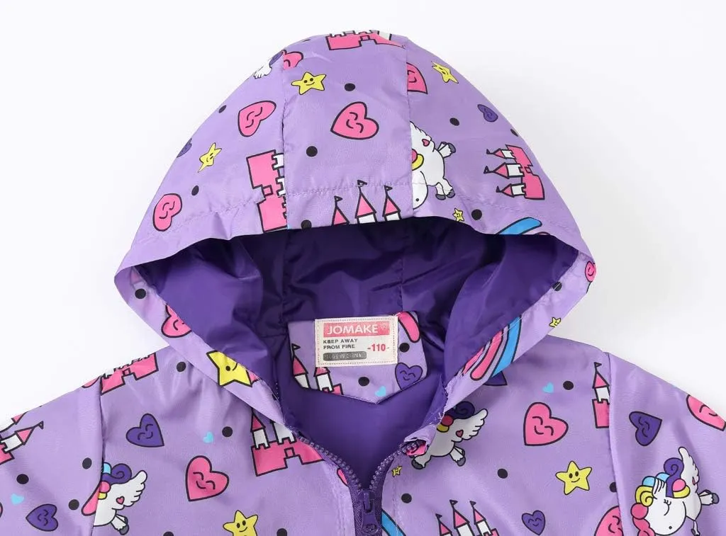 TUIJI Toddler Boys Girls Cartoon Print Zip Jacket Hooded Trench Lightweight Kids Coats Windbreaker Casual Outerwear