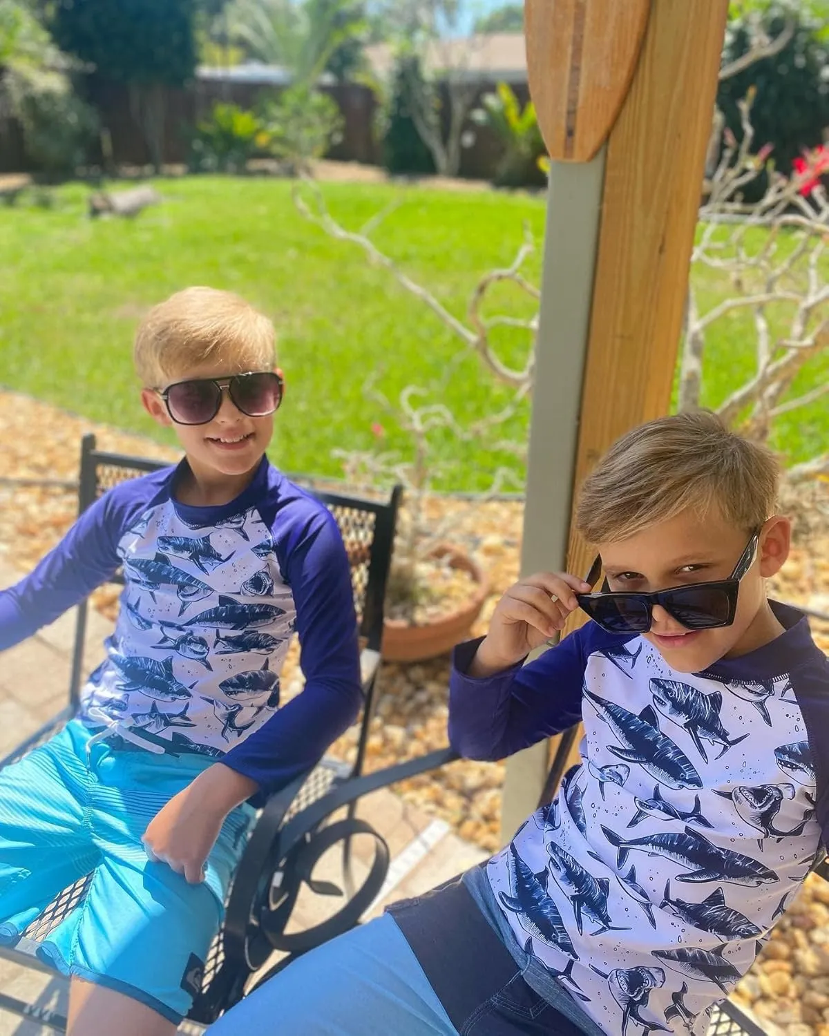 UNIFACO UPF 50  Little Boys Long Sleeve Rash Guard Swim Shirt Premium Sun Shirt for 1-8 Years