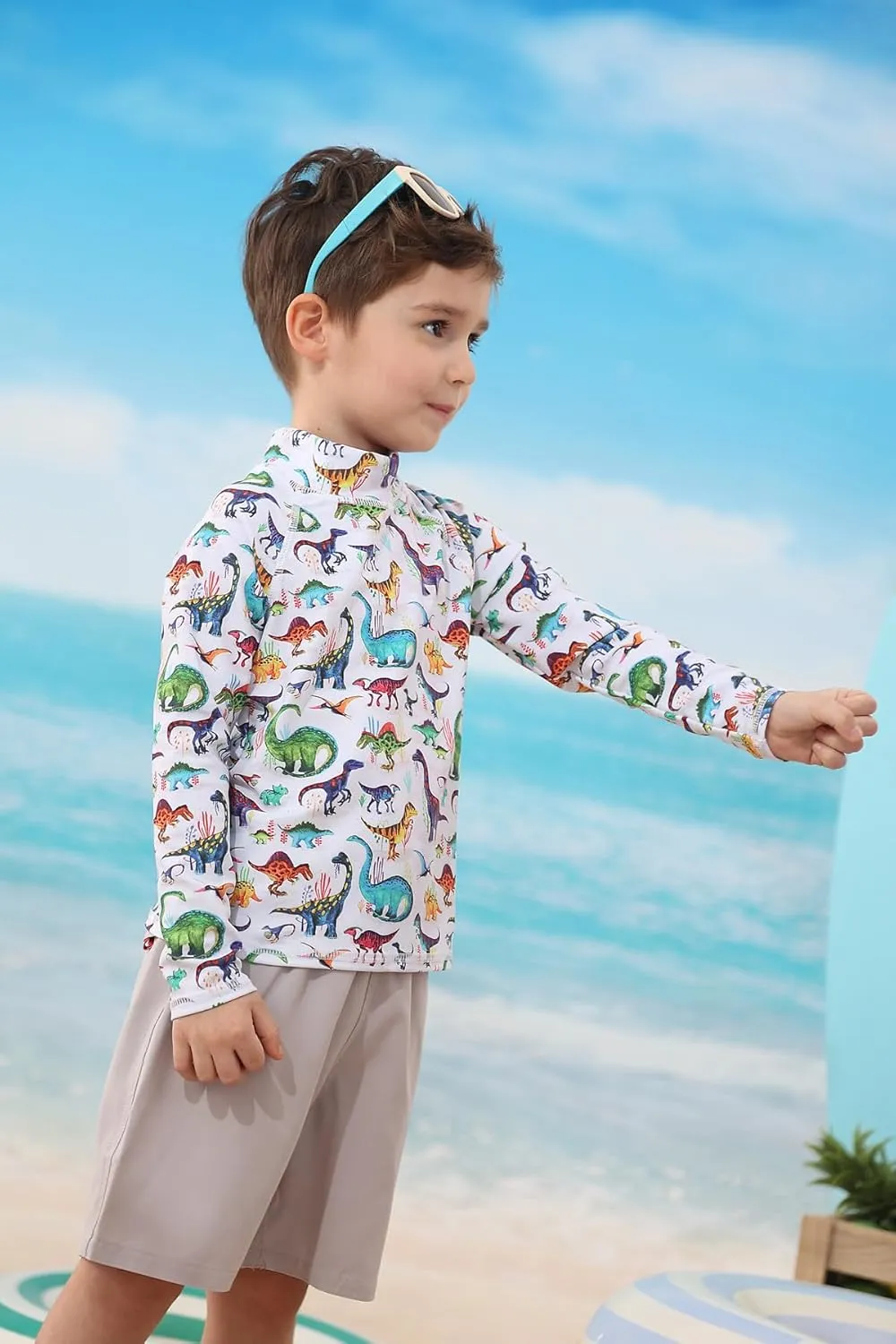 UNIFACO UPF 50  Little Boys Long Sleeve Rash Guard Swim Shirt Premium Sun Shirt for 1-8 Years
