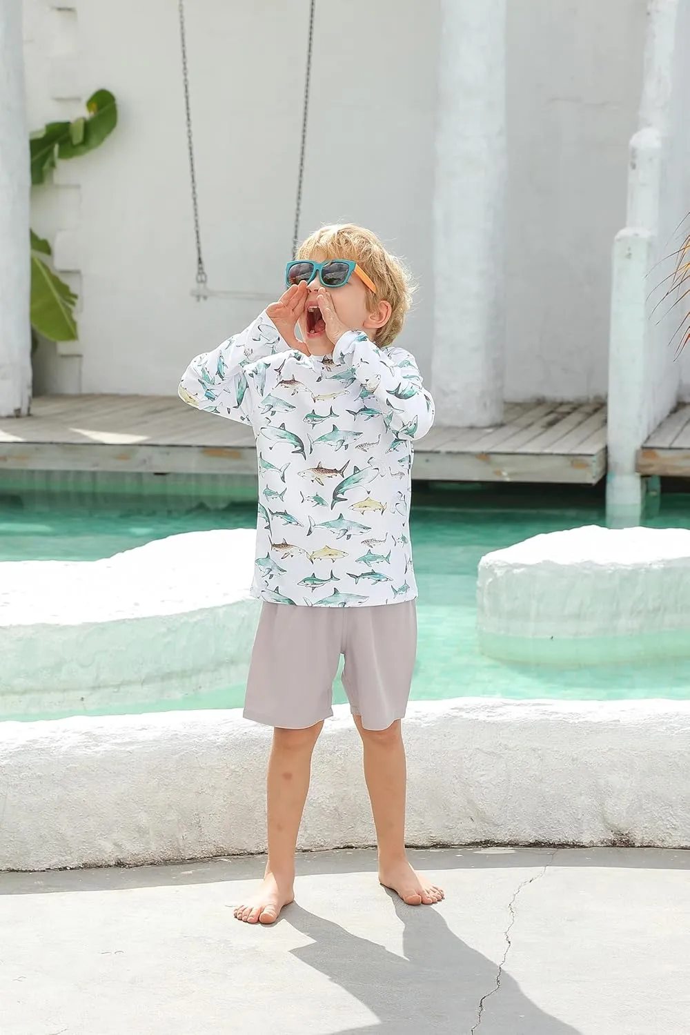 UNIFACO UPF 50  Little Boys Long Sleeve Rash Guard Swim Shirt Premium Sun Shirt for 1-8 Years