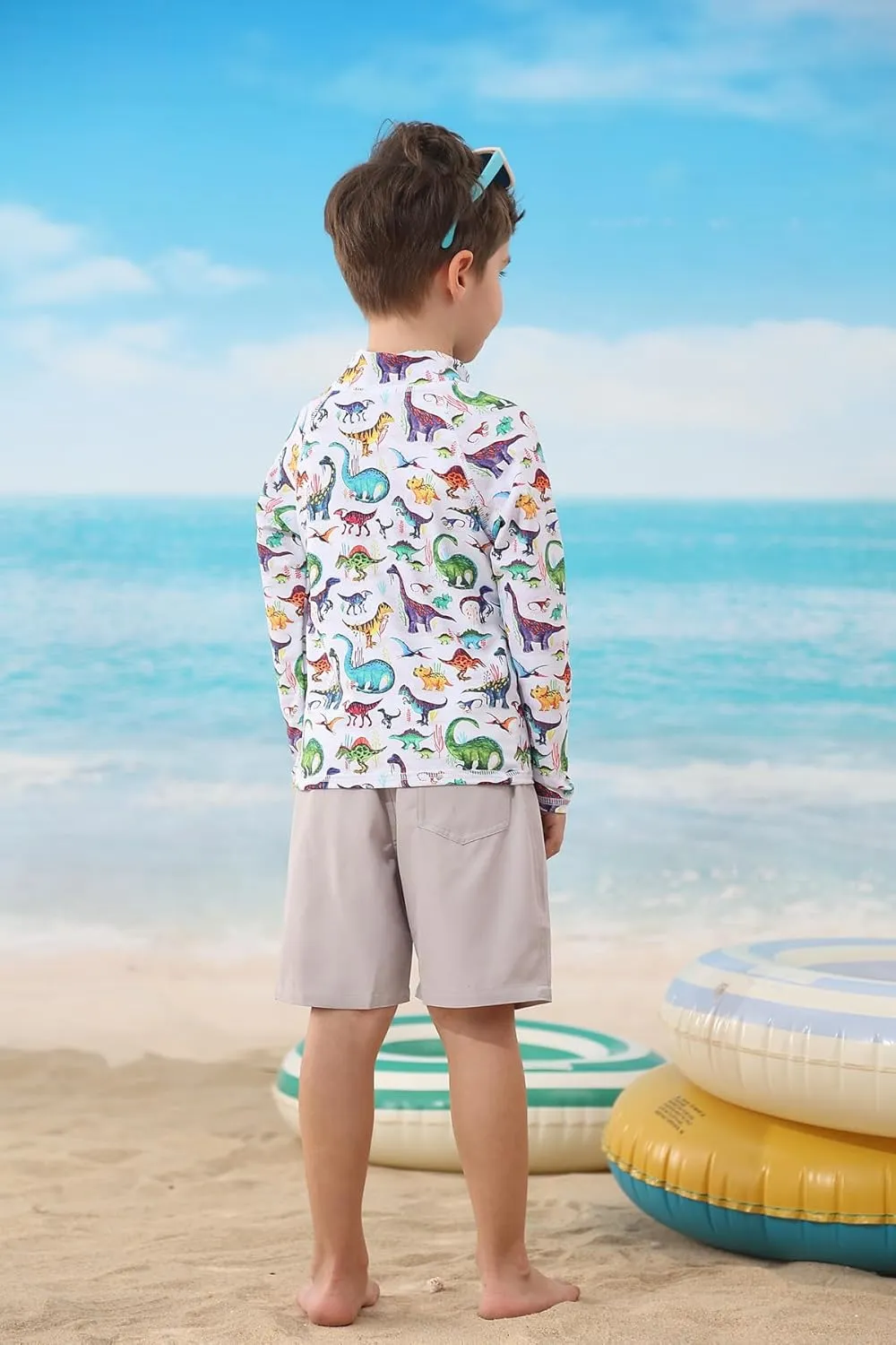 UNIFACO UPF 50  Little Boys Long Sleeve Rash Guard Swim Shirt Premium Sun Shirt for 1-8 Years