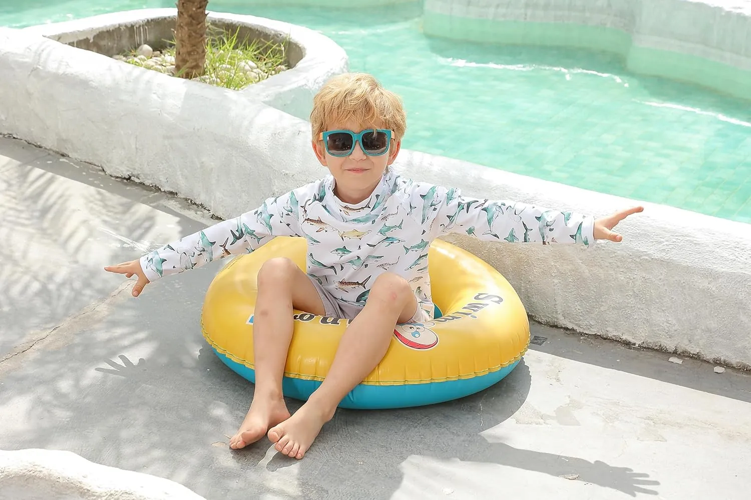 UNIFACO UPF 50  Little Boys Long Sleeve Rash Guard Swim Shirt Premium Sun Shirt for 1-8 Years