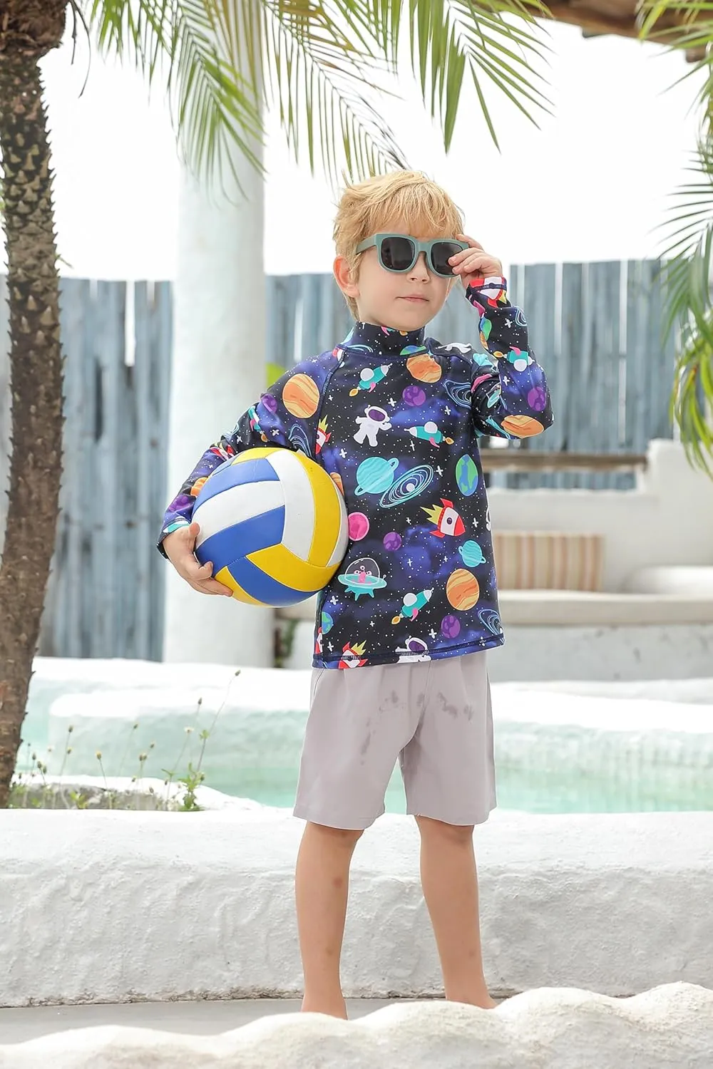 UNIFACO UPF 50  Little Boys Long Sleeve Rash Guard Swim Shirt Premium Sun Shirt for 1-8 Years