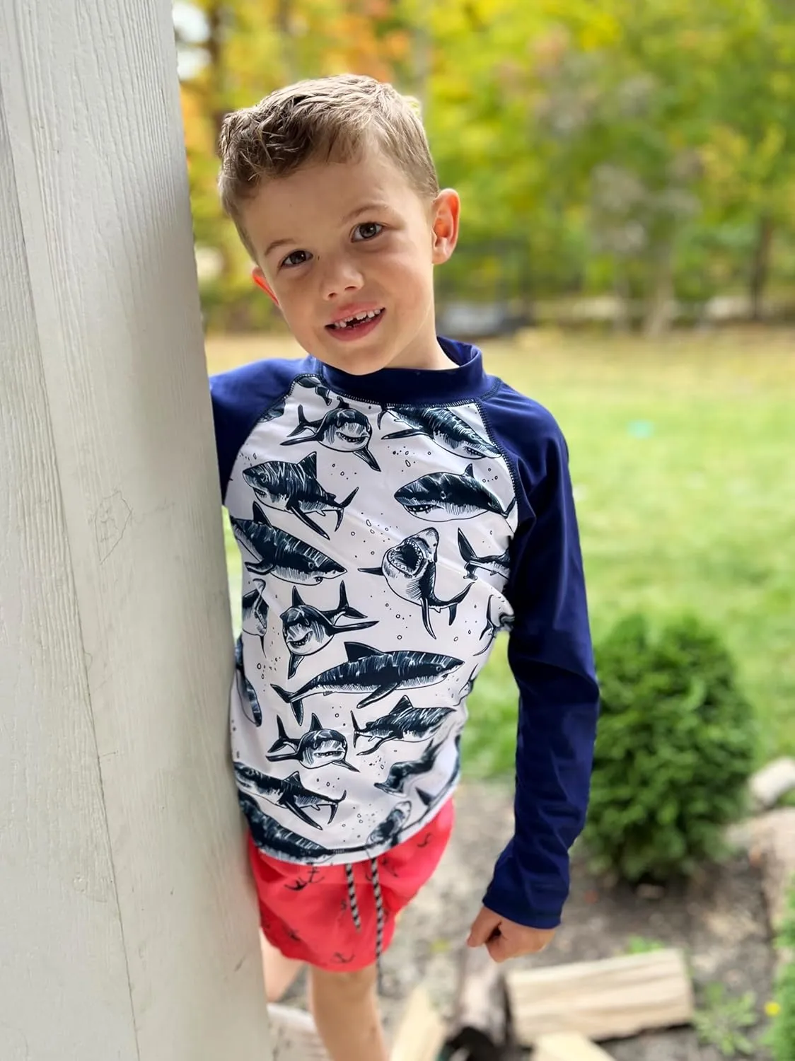 UNIFACO UPF 50  Little Boys Long Sleeve Rash Guard Swim Shirt Premium Sun Shirt for 1-8 Years