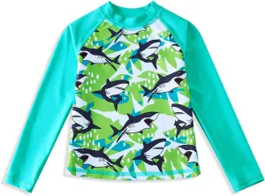UNIFACO UPF 50  Little Boys Long Sleeve Rash Guard Swim Shirt Premium Sun Shirt for 1-8 Years
