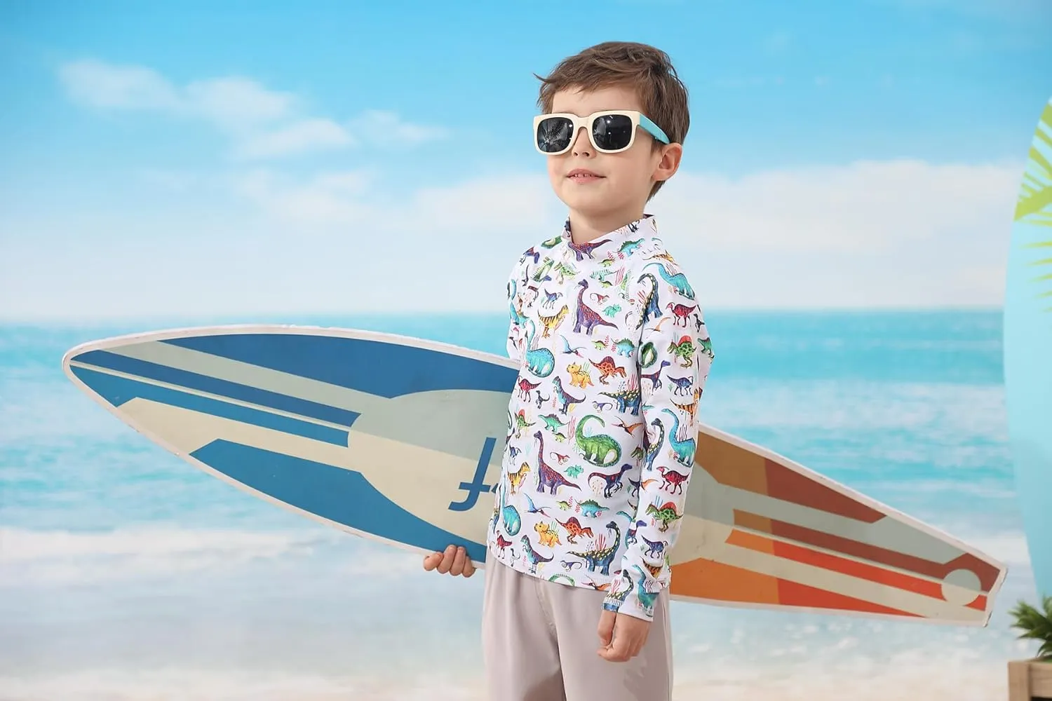 UNIFACO UPF 50  Little Boys Long Sleeve Rash Guard Swim Shirt Premium Sun Shirt for 1-8 Years