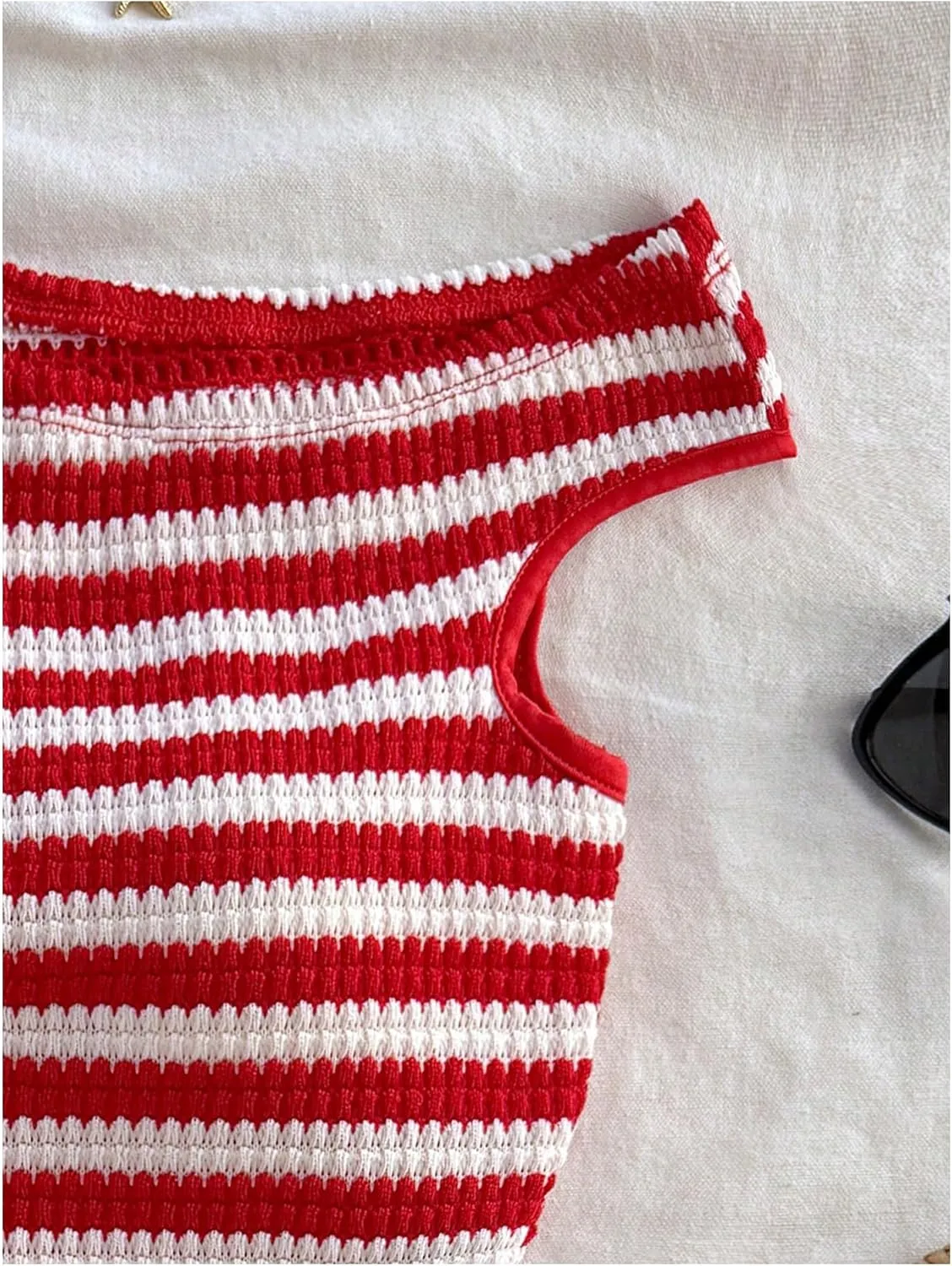 Verdusa Women's 2 Piece Striped Outfits Off The Shoulder Crop Tops and Mini Shorts Set