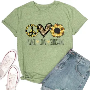 Vintage 60s 70s Peace Shirts Women Groovy Floral Sunflower Graphic Hippie Lover T-Shirt Casual Short Sleeve Tees Tops