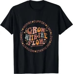 Vintage Retro Grow With The Flow 70's Boho Peace Hippie T-Shirt