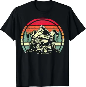 Vintage Sunset 4x4 Car Off Road Adventure Driving T-Shirt