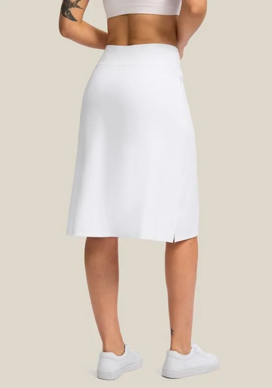 Viodia 25" Knee Length Skorts Skirts for Women with Zipper Pockets Stretchy Modest Aline Midi Skort for Casual Summer Travel