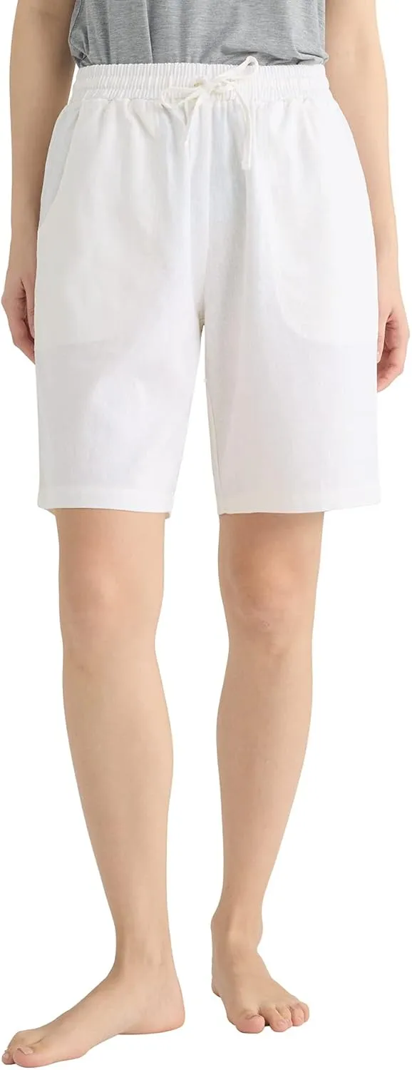Weintee Women's 9" Linen Bermuda Shorts with Pockets