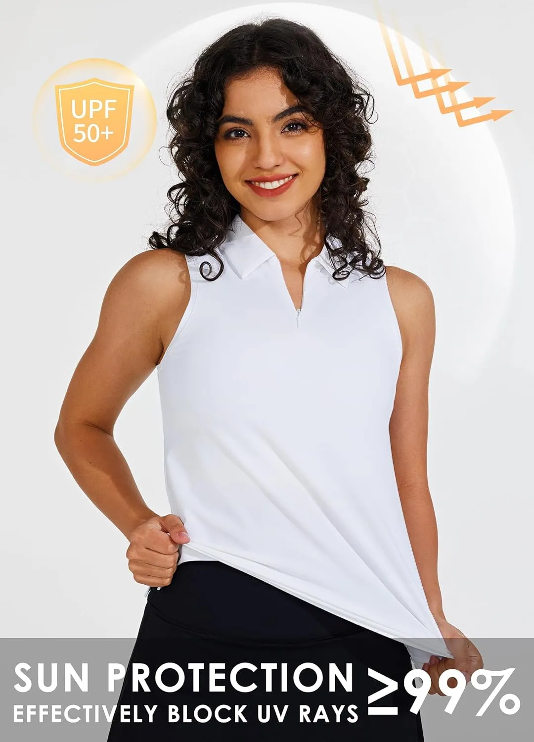Willit Women's Sleeveless Golf Shirts Tennis Tank Tops Athletic Collar Polo UPF 50  Quick Dry