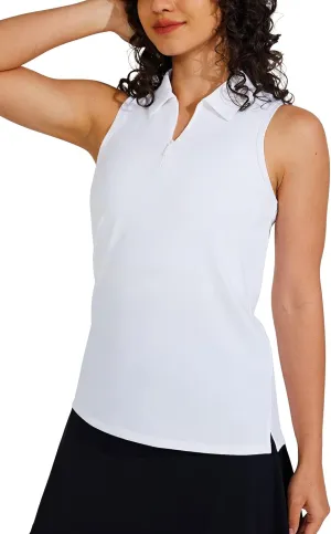 Willit Women's Sleeveless Golf Shirts Tennis Tank Tops Athletic Collar Polo UPF 50  Quick Dry
