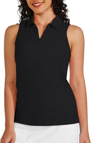Willit Women's Sleeveless Golf Shirts Tennis Tank Tops Athletic Collar Polo UPF 50  Quick Dry