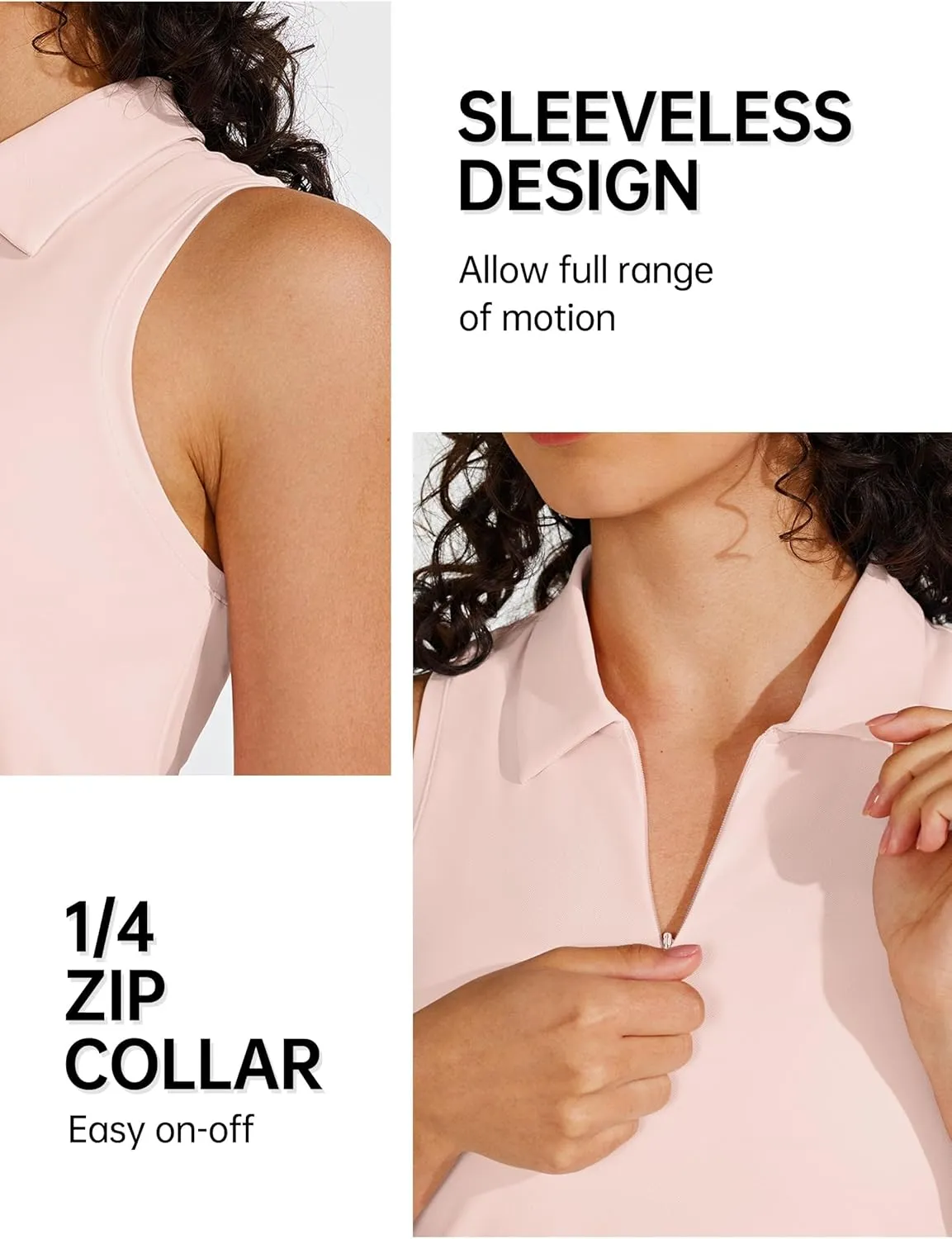 Willit Women's Sleeveless Golf Shirts Tennis Tank Tops Athletic Collar Polo UPF 50  Quick Dry